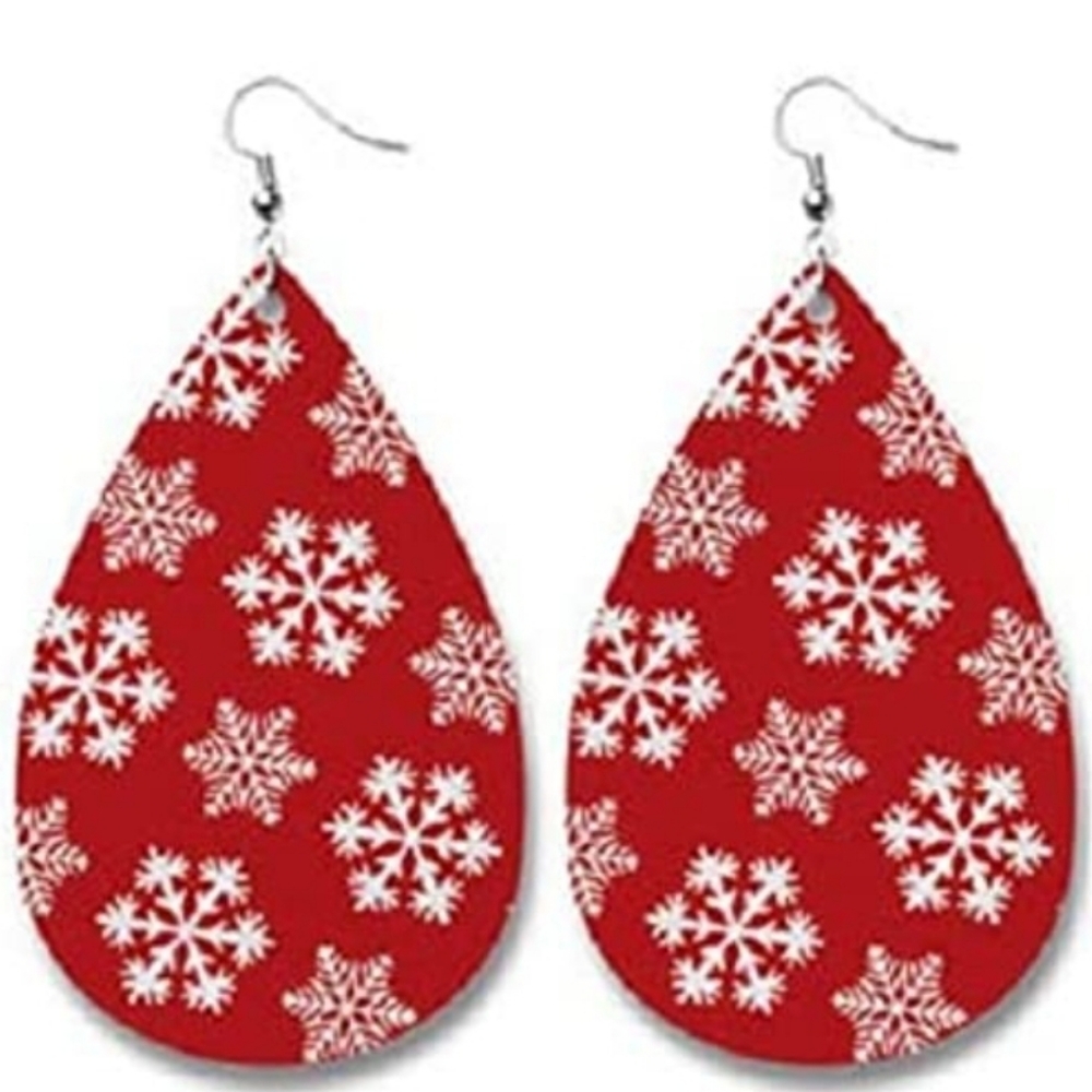 ( 3 for 15 )Leather Earrings Lightweight Leaf Dangle Teardrop